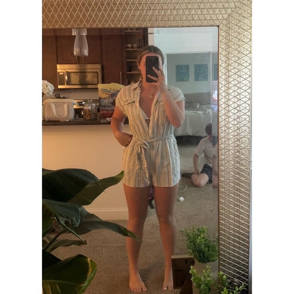 Linen romper  swim coverup